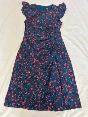 Vince Camuto Teal Midi Dress with Pink Floral Print